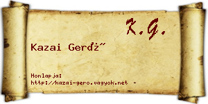Kazai Gerő névjegykártya
